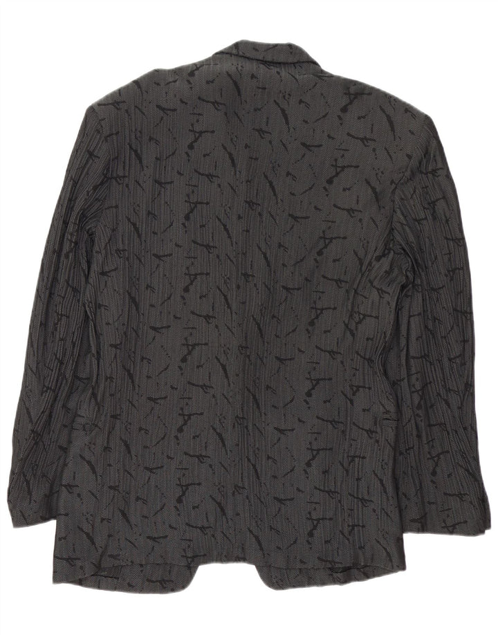 Dei Filzi Chaqueta tipo blazer con 1 botón y patrón abstracto para hombre IT 46 Small Grey