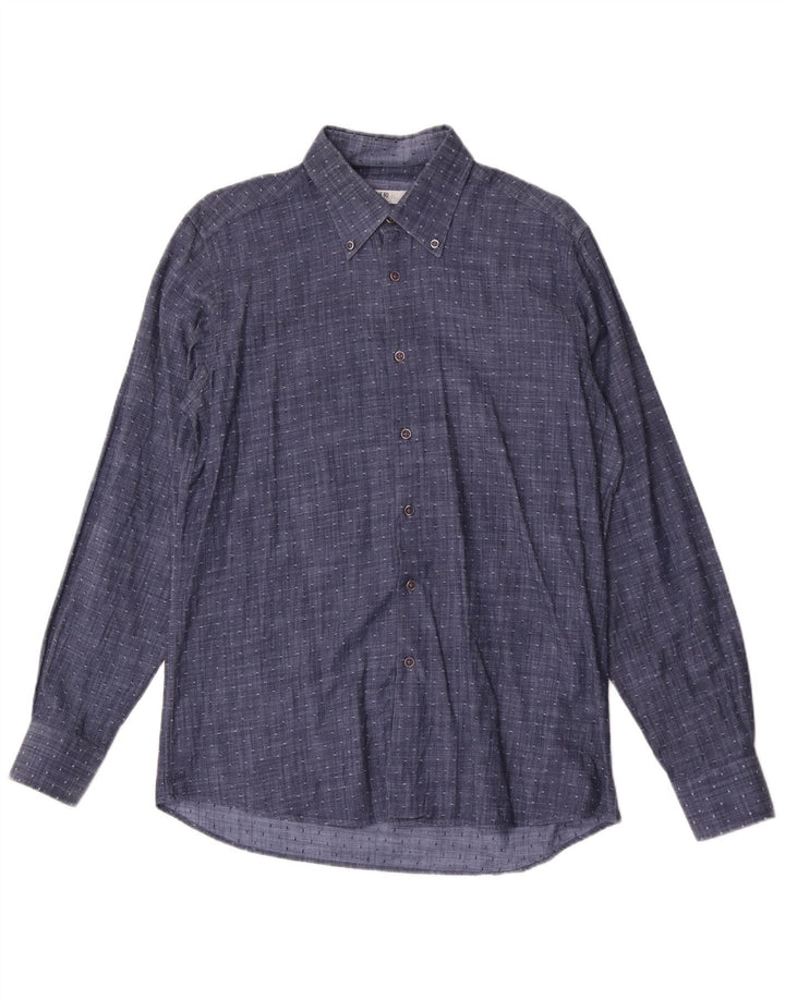 Camisa Coveri Hombre Mediana Algodón Moteado Azul Marino
