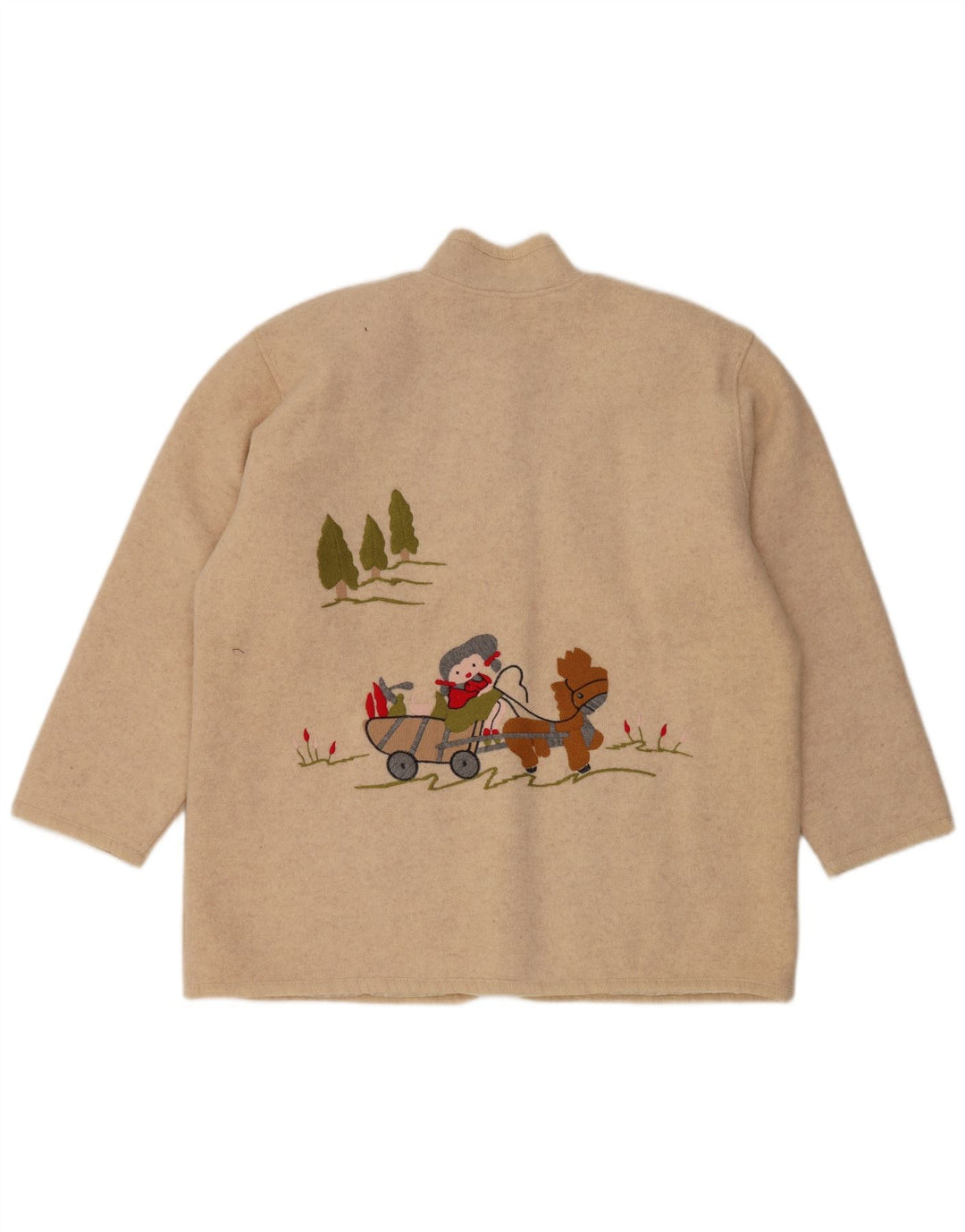 VINTAGE Mujer Gráfico 5 Botón Blazer Chaqueta Reino Unido 14 Grande Beige