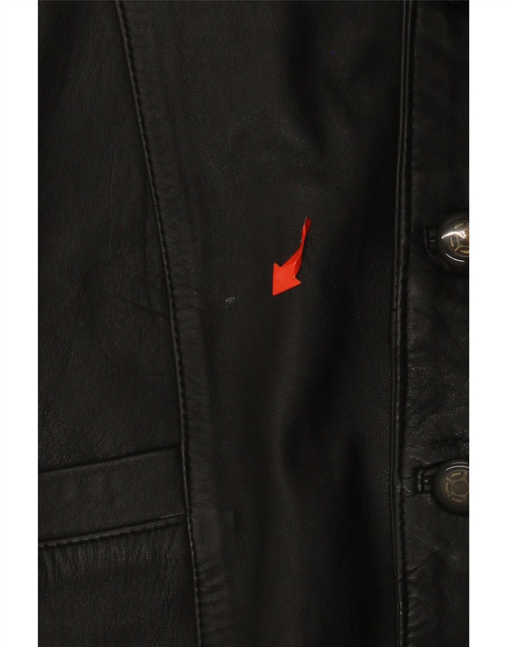 VINTAGE Chaleco de cuero para hombre Medio Negro