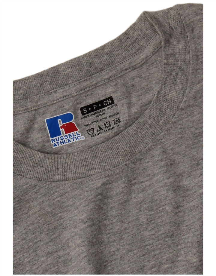 RUSSELL ATHLETIC Camiseta de manga larga para hombre de algodón moteado gris pequeño