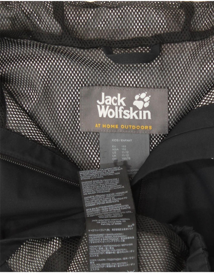 Jack Wolfskin Chubasquero con capucha y gráfico para niños 11-12 años Negro Poliéster