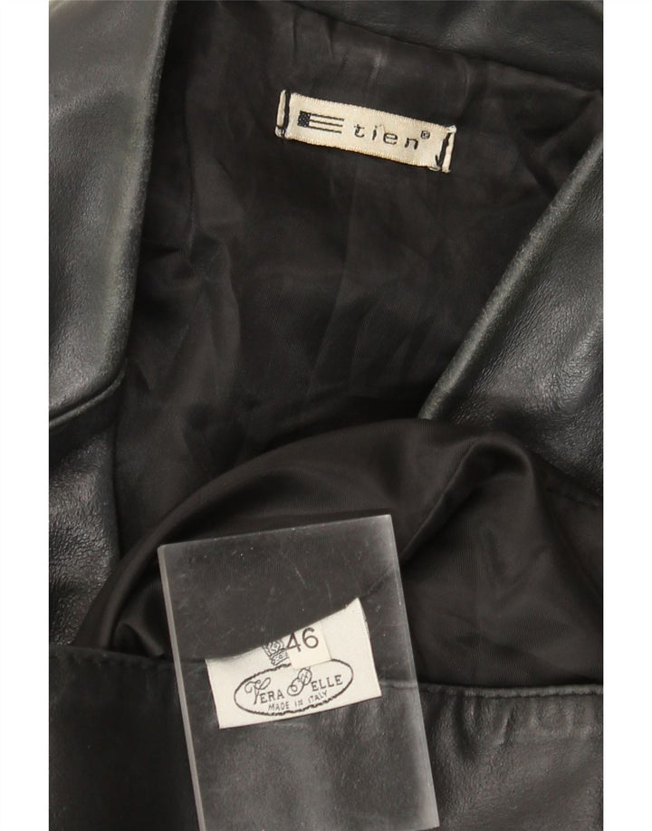 VINTAGE Abrigo de cuero para mujer IT 46 Cuero negro grande