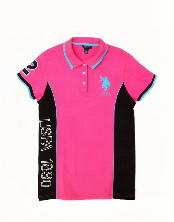 Asociación de Polo de EE. UU. Camisa estampada para mujer UK 44 Grande Color rosa