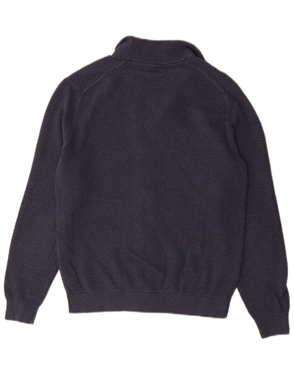 Massimo Dutti Hombre Jersey Cárdigan Cremallera Completa Small Azul Marino Algodón