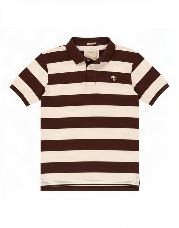 Abercrombie & Fitch Polo Muscle para hombre XL Algodón a rayas marrón