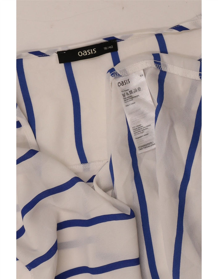 Oasis Blusa sin mangas con lazo frontal para mujer UK 46 Large White Stripes