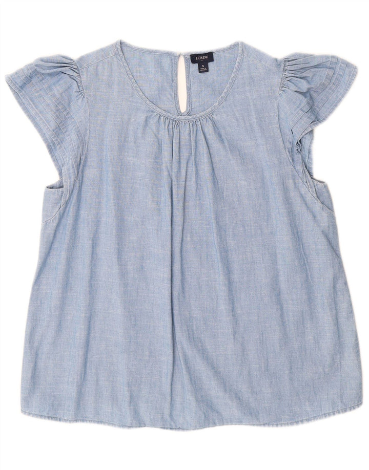 J. CREW Blusa para mujer Top UK 10 Small Blue Cotton