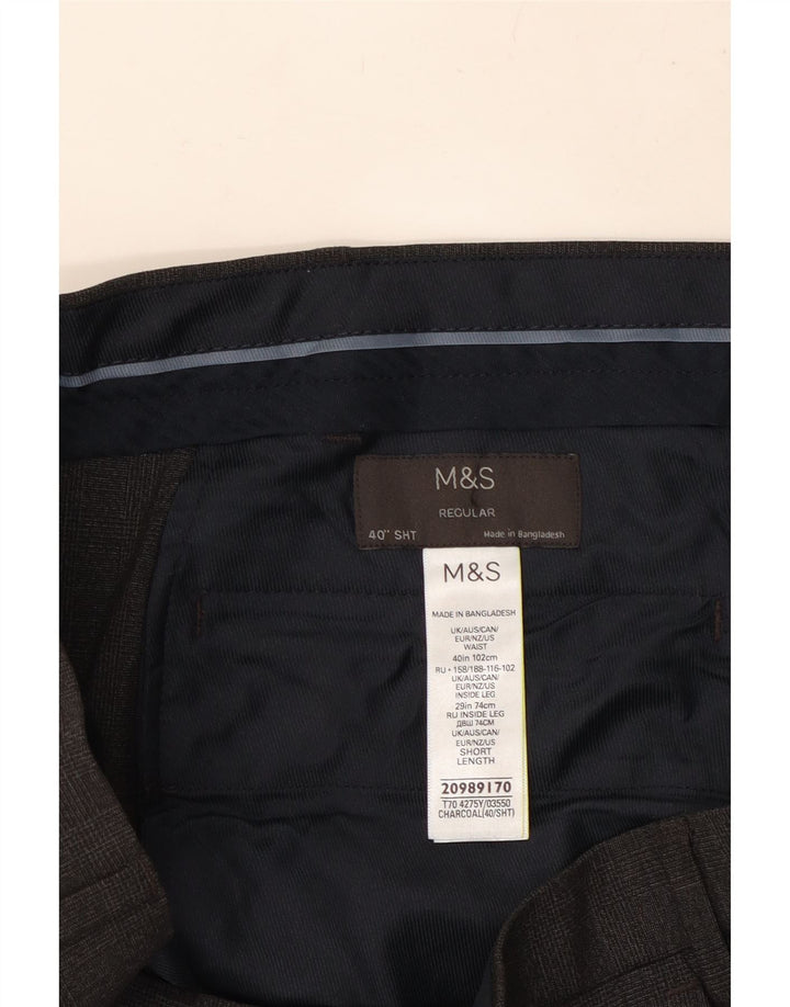 MARKS & SPENCER Pantalón chino de corte regular para hombre W40 L28 Poliéster gris