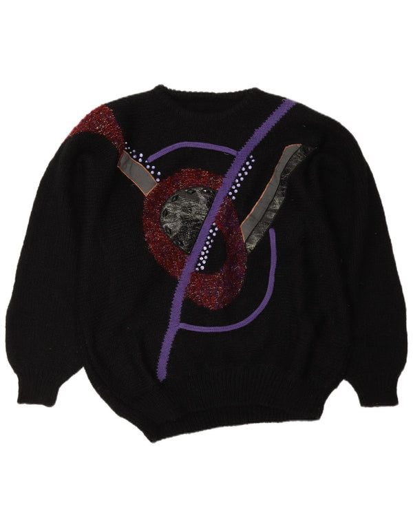 C&A Suéter gráfico con cuello redondo para mujer UK 18 XL Acrílico negro