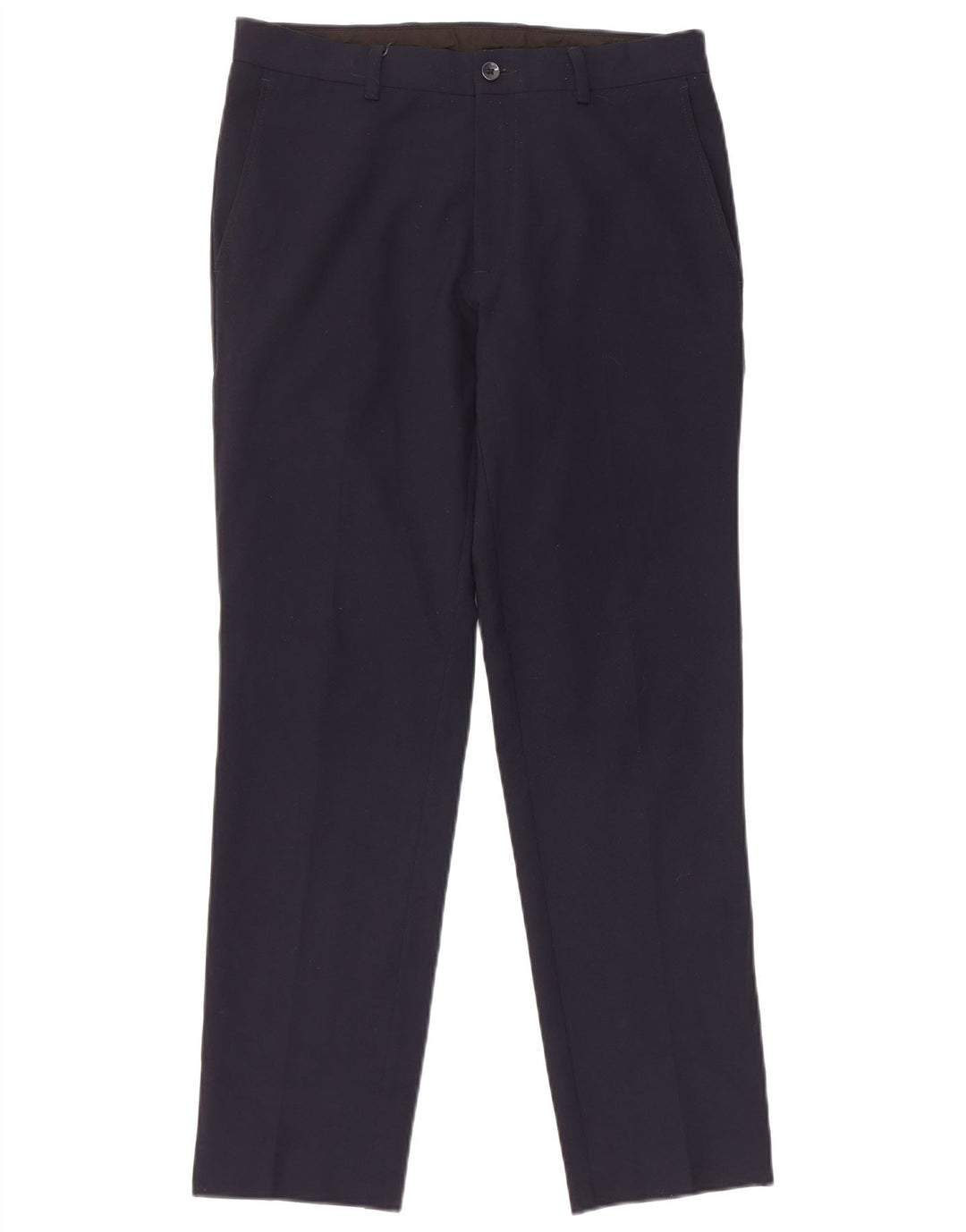 Marks & Spencer Pantalón de traje ajustado para hombre W30 L29 Poliéster azul marino