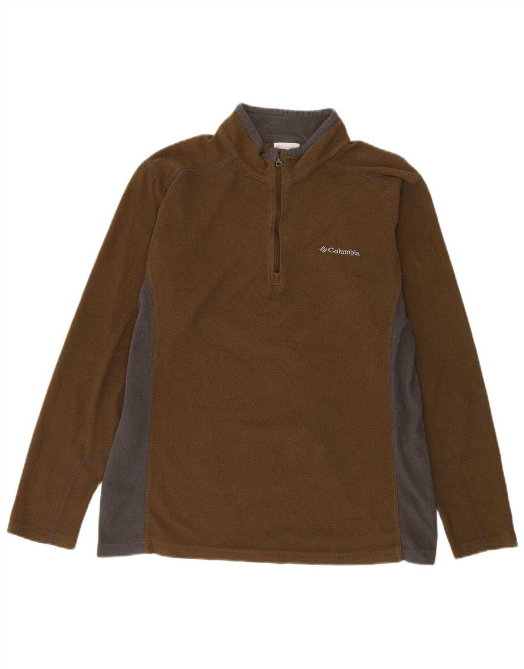 COLUMBIA Jersey de forro polar con cremallera y cuello para hombre, tamaño grande, color marrón, poliéster