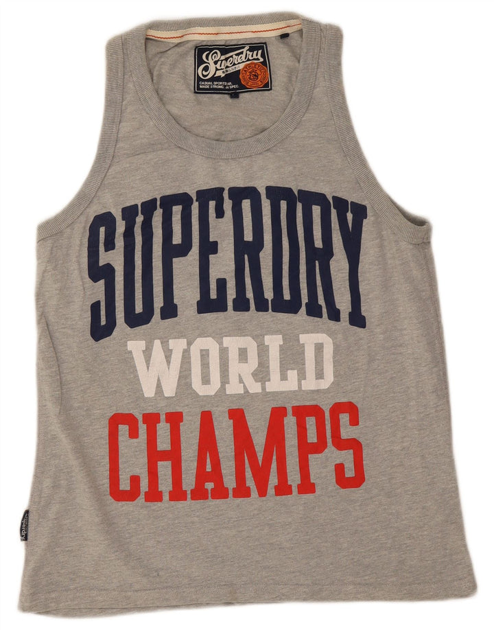Superdry Hombre Camiseta Sin Mangas Con Gráfico Grande De Algodón Gris