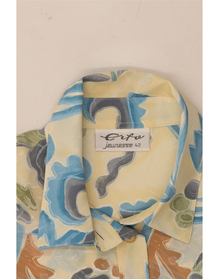 ERTO Womens Abstract Pattern Short Sleeve Shirt Blouse EU 42 Large Beige Vintage Erto and Second-Hand Erto from Messina Hembry 