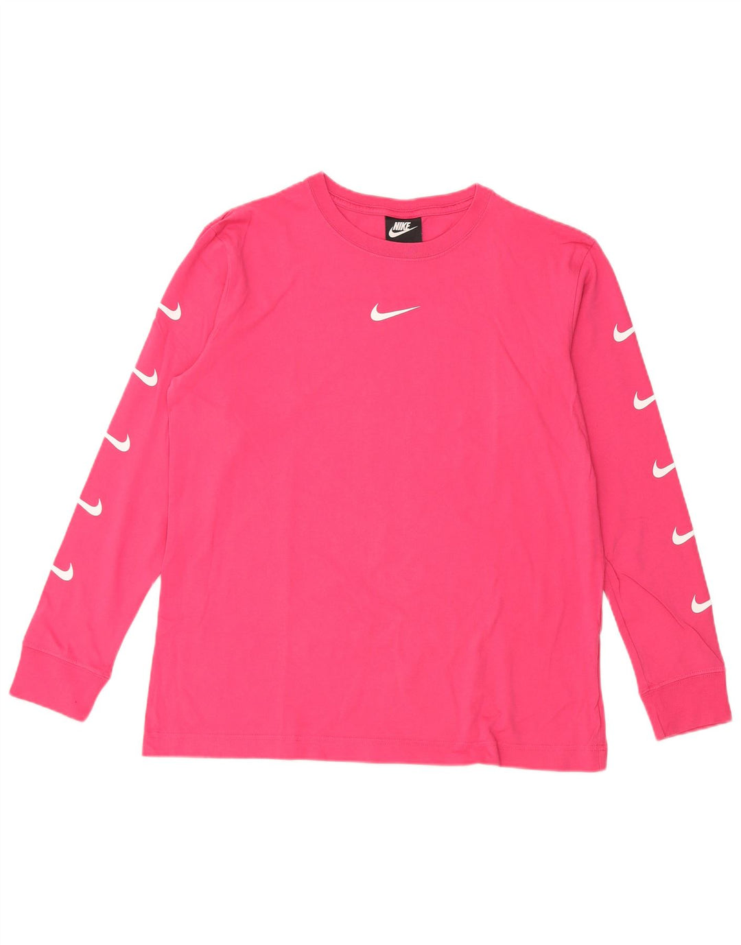 NIKE Camiseta gráfica de manga larga para mujer UK 44 Algodón rosa medio