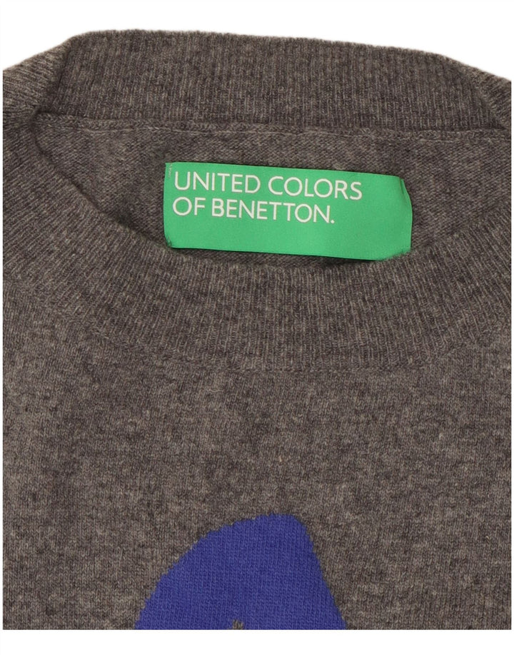 BENETTON Jersey con cuello redondo y gráfico para hombre gris medio floral