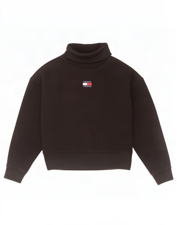 Tommy Hilfiger Womens Roll Neck Sweatshirt Jumper UK 10 Small Black Cotton