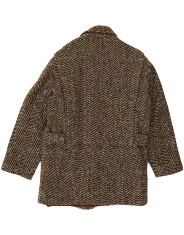 FACIBA Mens Overcoat IT 50 Large Brown Herringbone Wool