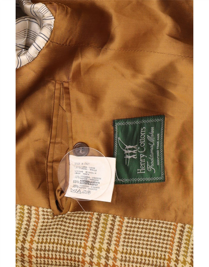 Henry Cottons Chaqueta tipo blazer con 2 botones para hombre IT 50 Large Brown Houndstooth