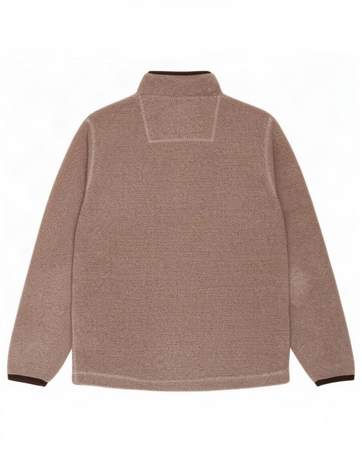 Weird Fish Jersey de forro polar con cuello y cremallera para hombre, poliéster marrón grande