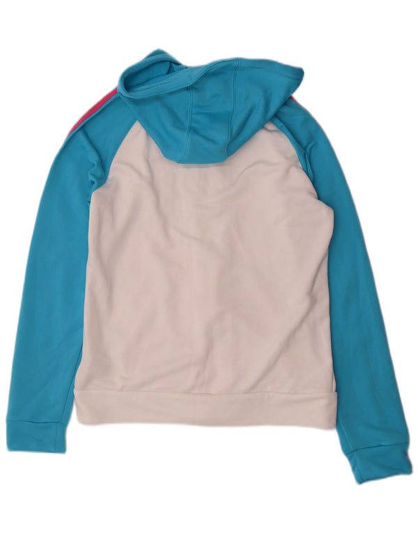 Adidas Sudadera con capucha y cremallera para mujer UK 40 Mediano Blanco Colorblock Poliéster