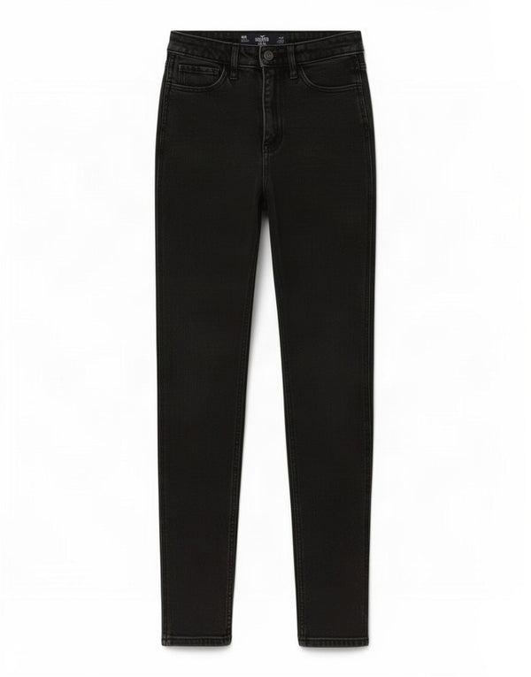Hollister Jeans Ajustados De Talle Ultra Alto Para Mujer US 00 2XS W23 L27 Negro