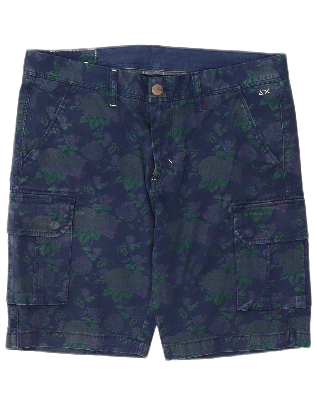 Sun68 Pantalones cortos cargo para hombre W34 Algodón floral azul marino grande