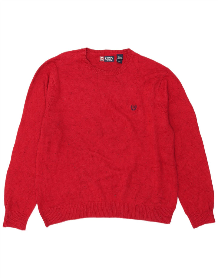 Chaps - Jersey de cuello redondo para hombre, talla grande, algodón moteado rojo