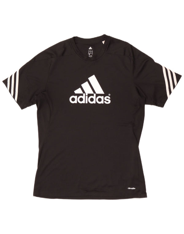 Adidas Mens Climalite Graphic Camiseta Top Mediano Negro
