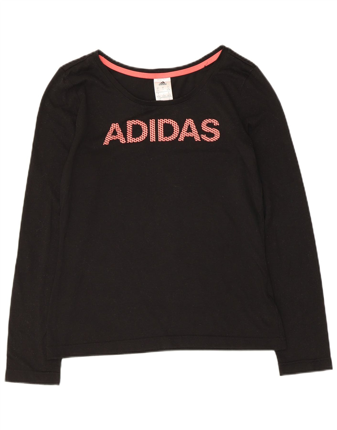 Adidas Mujer Gráfico Top Manga Larga Reino Unido 8/10 Pequeño Negro