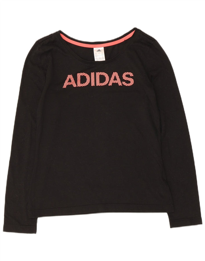 Adidas Mujer Gráfico Top Manga Larga Reino Unido 8/10 Pequeño Negro