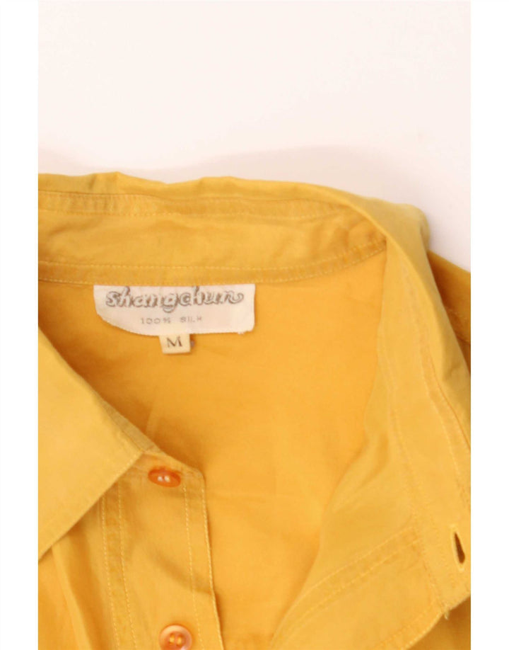 Camisa Vintage Para Hombre Seda Amarilla Mediana
