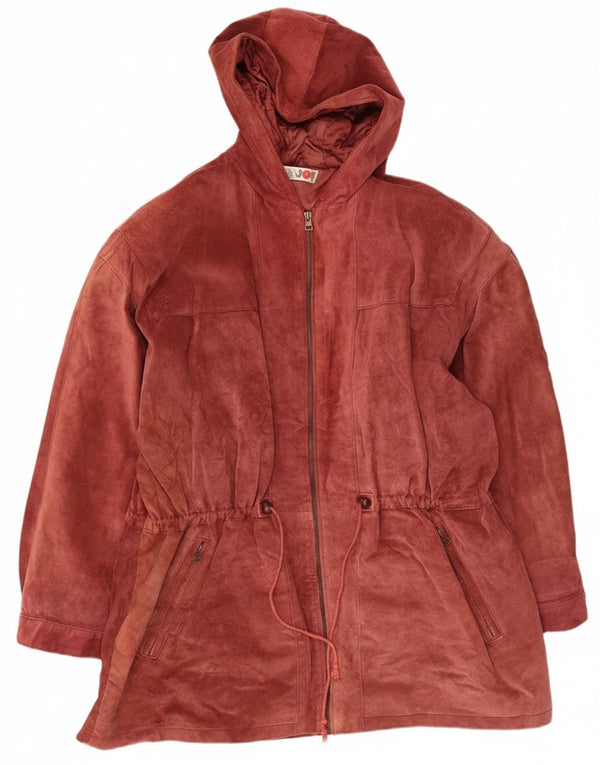 Miss Joy Abrigo de ante para mujer EU 44 XL Cuero burdeos