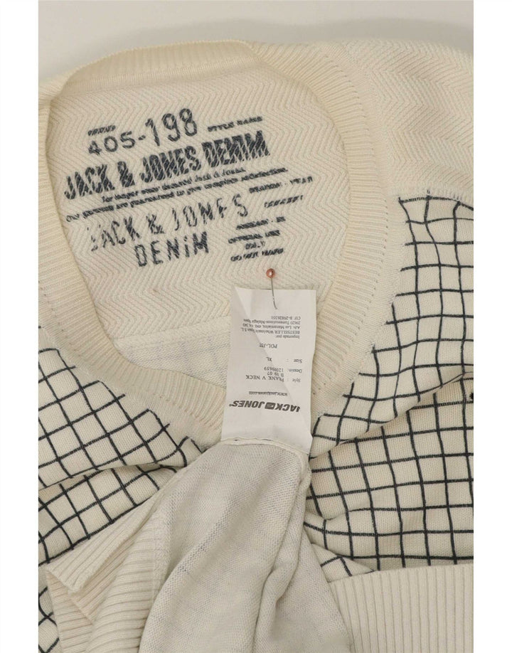 Jack & Jones Jersey con Cuello en V para Hombre XL White Check Cotton