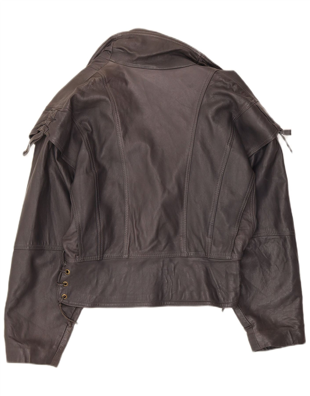 Vintage mujer bombardero chaqueta de cuero Reino Unido 12 gris medio