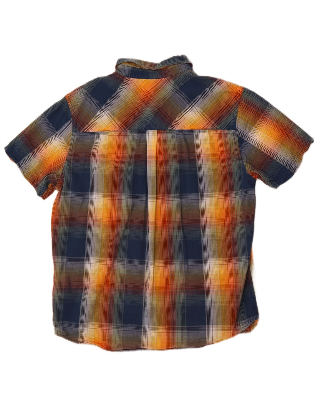 Weird Fish Camisa de manga corta para hombre de algodón a cuadros azul medio