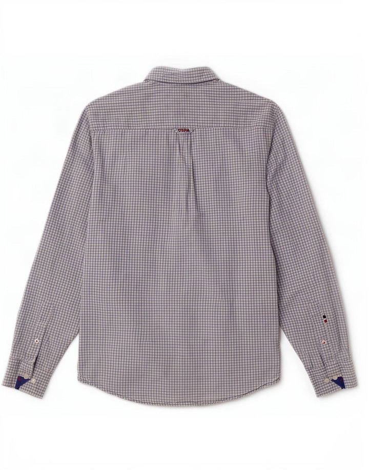 Asociación de Polo de EE. UU. Camisa Hombre Algodón Vichy Azul Medio