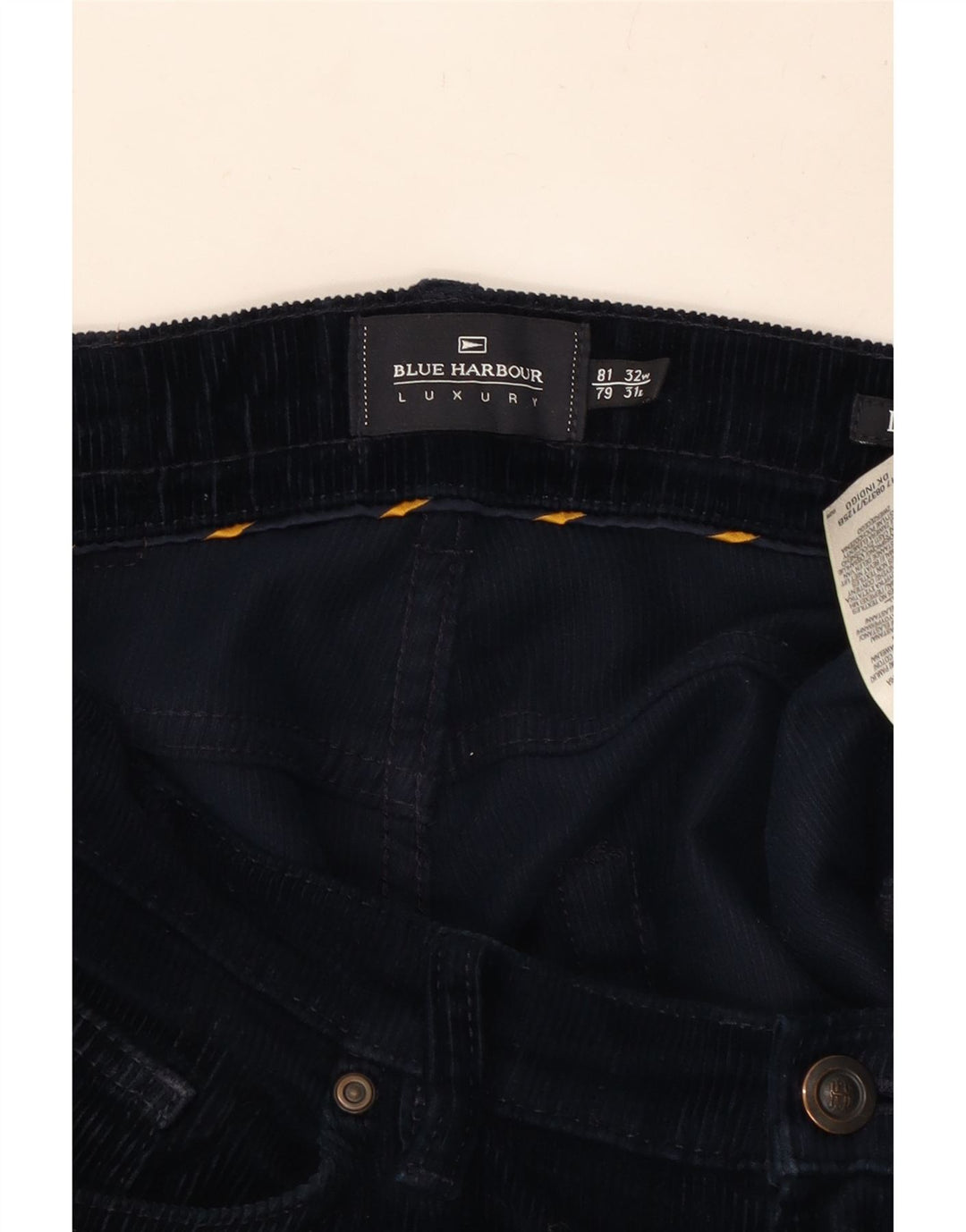 MARKS & SPENCER Pantalones rectos de pana para hombre W32 L31 Algodón azul marino