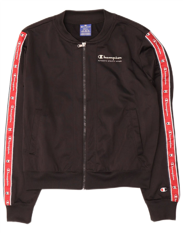 Champion Mujer Crop Graphic Chándal Top Chaqueta UK 10 Small Negro