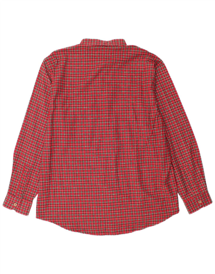 Camisa de franela Crown para hombre Talla 43 Algodón a cuadros rojos grandes