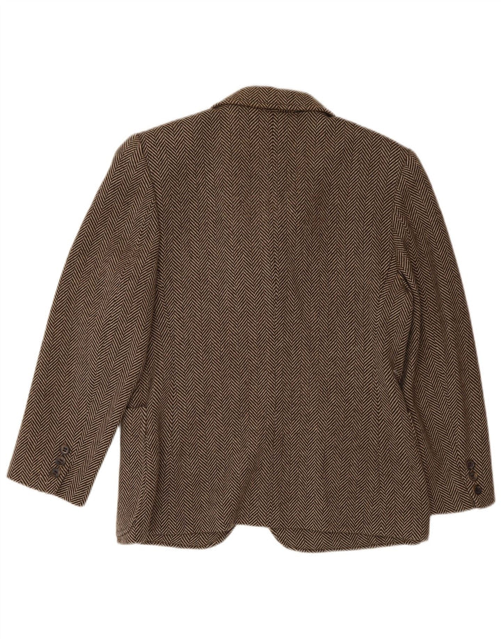 Piombo Chaqueta Blazer De Mujer De 3 Botones IT 44 Lana De Espiga Marrón Medio
