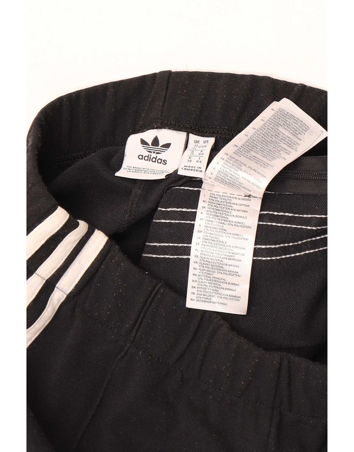 Adidas Pantalones de chándal acampanados para mujer UK 12 Mediano Negro Poliéster