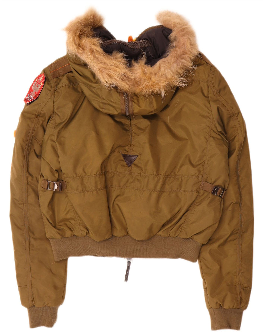 Vintage mujer chaqueta bomber con capucha Reino Unido 16 poliamida caqui grande