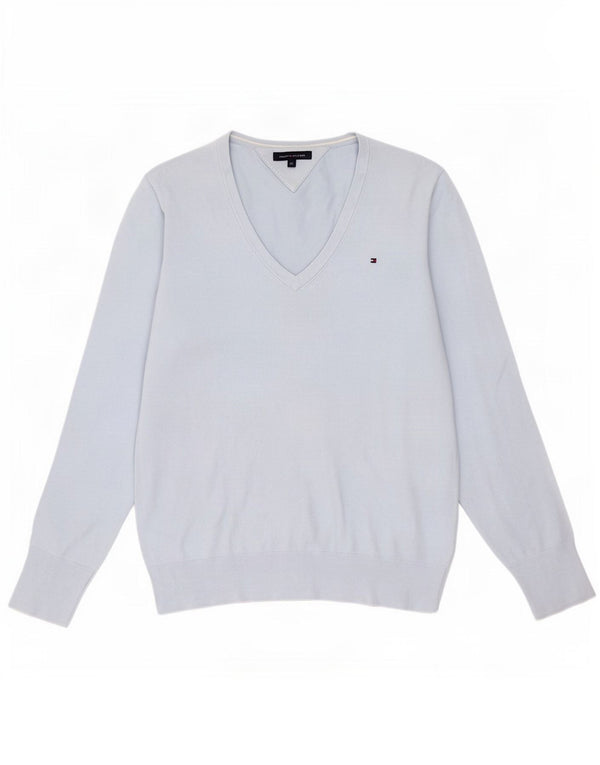 Tommy Hilfiger Jersey con cuello en V para mujer UK 18 XL Algodón azul