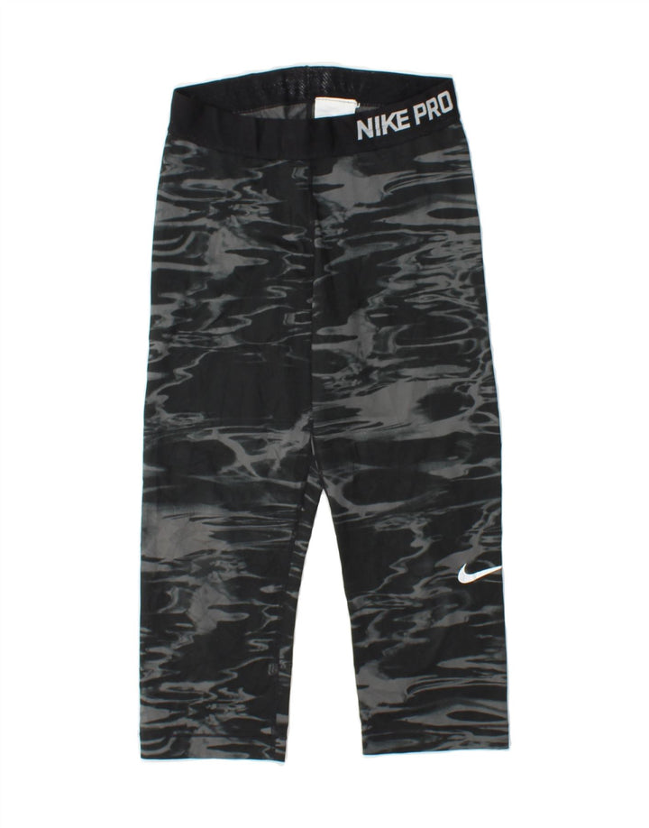 NIKE Womens Graphic Capri Leggings UK 8 Small Black Camouflage Polyester Vintage Nike and Second-Hand Nike from Messina Hembry 