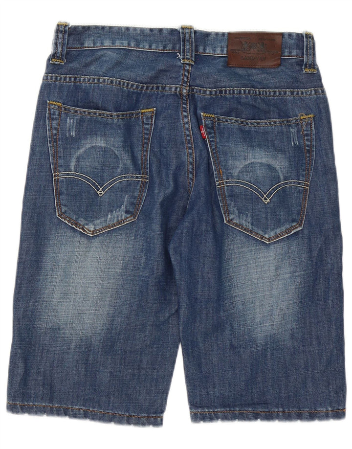 Vintage hombres desgastados pantalones cortos de mezclilla W32 algodón azul medio