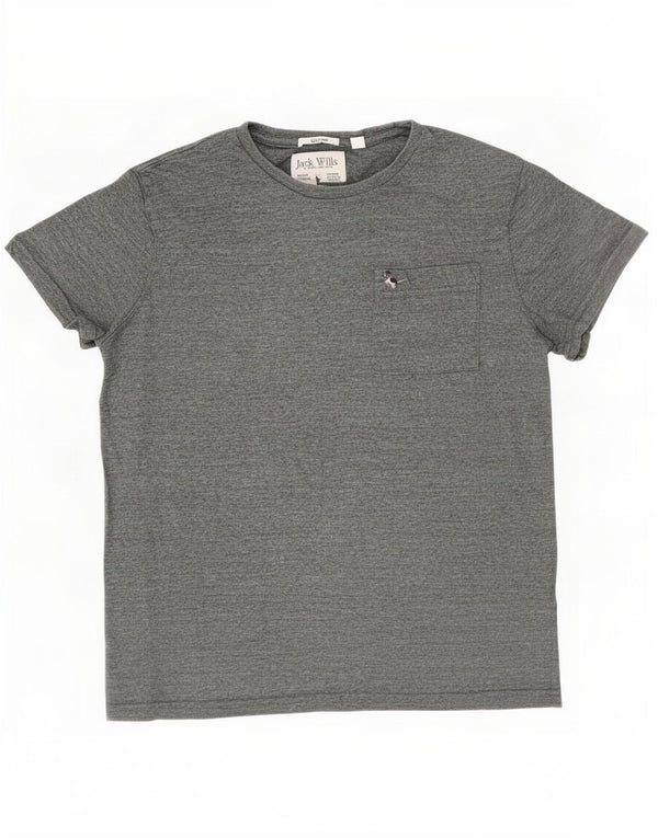 Jack Wills - Camiseta ajustada para hombre, talla XL, algodón moteado gris