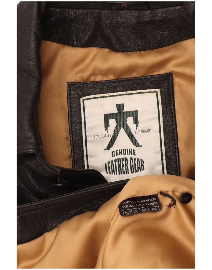 Vintage chaqueta de cuero para hombre Reino Unido 38 cuero negro medio