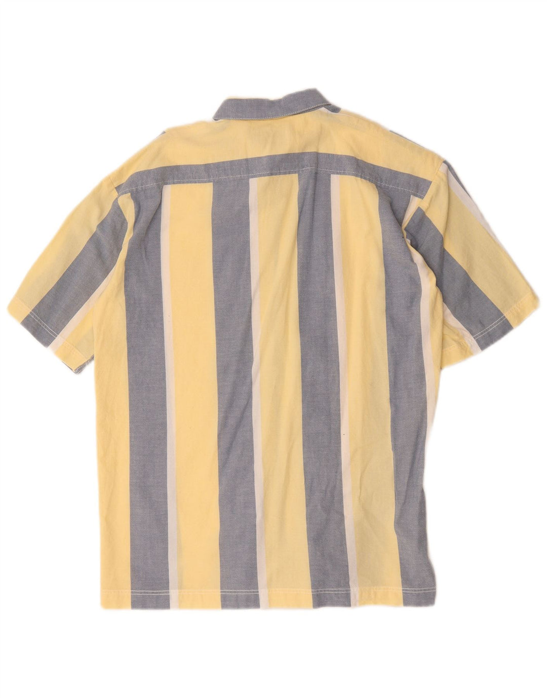 Vintage hombres camisa de manga corta pequeña rayas amarillas