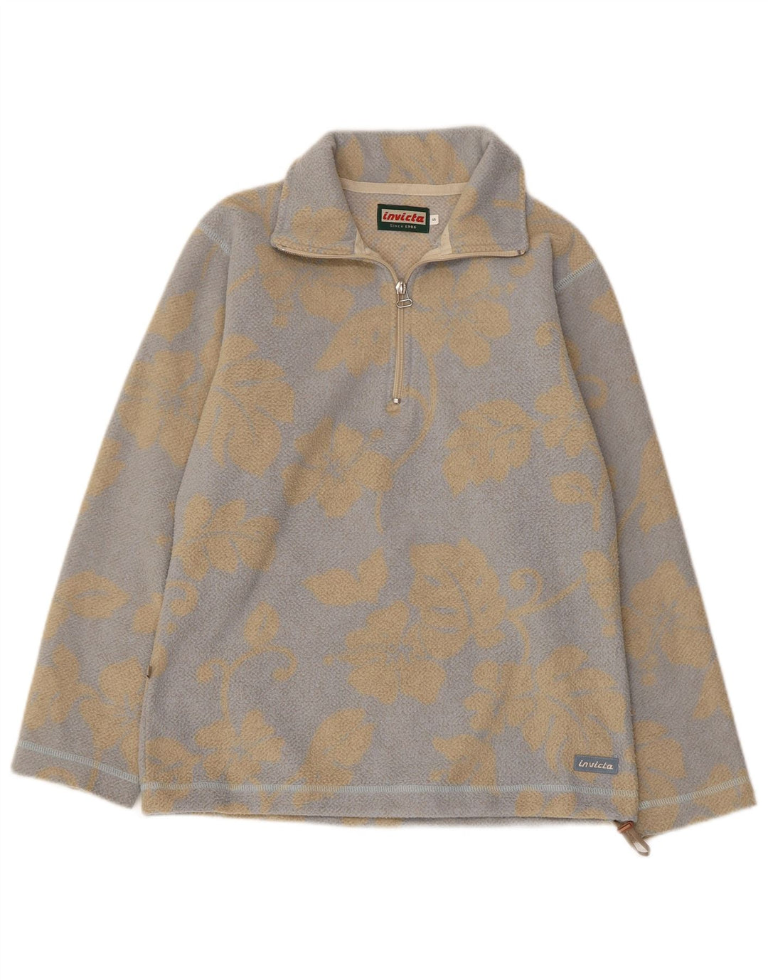 INVICTA Jersey de forro polar con cuello y cremallera para hombre Poliéster floral gris pequeño